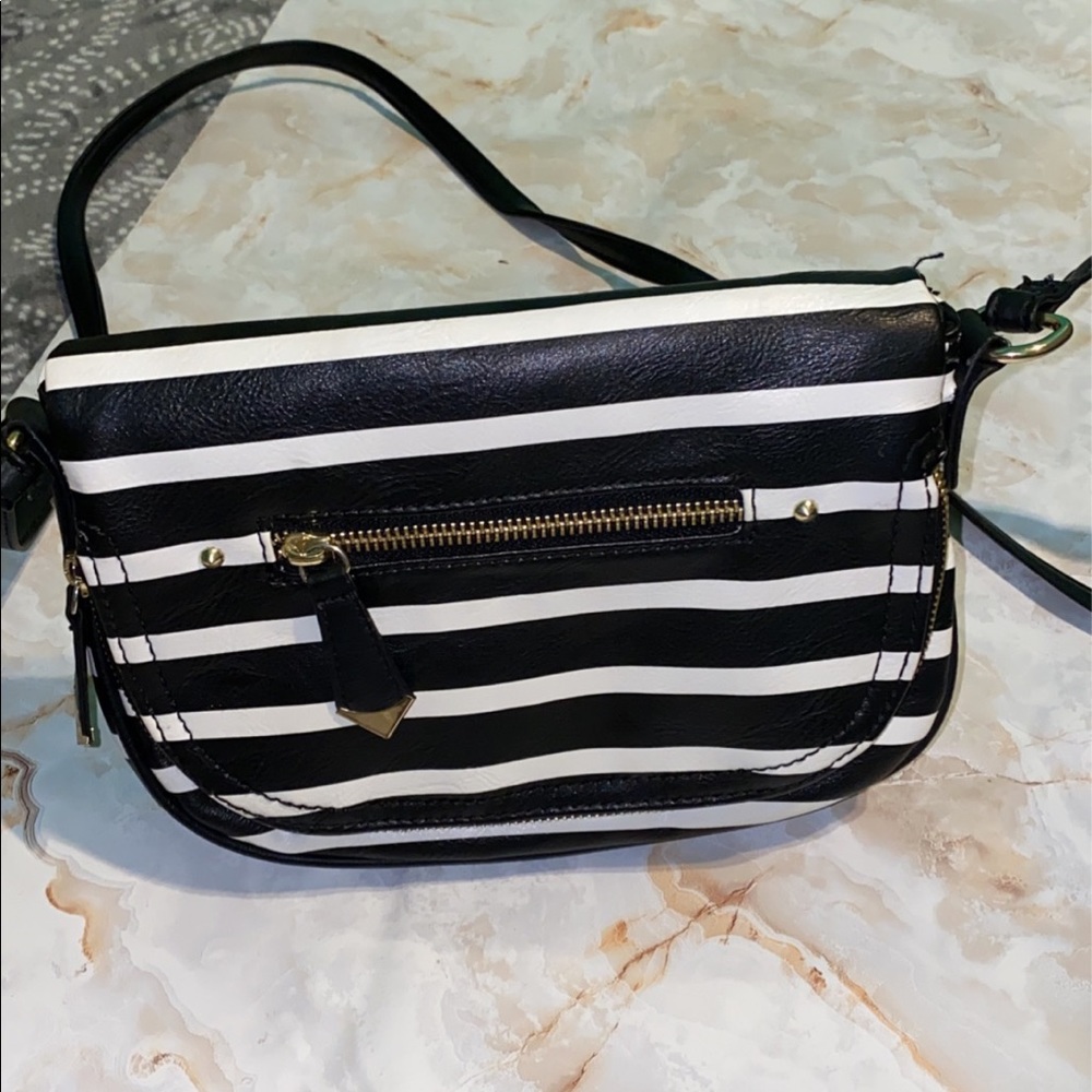 black and white purse